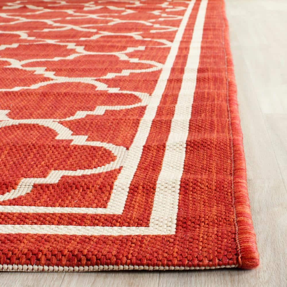 Courtyard CY6918 Power Loomed Indoor/Outdoor Area Rug - Red/Bone - 8'x11' - Safavieh.