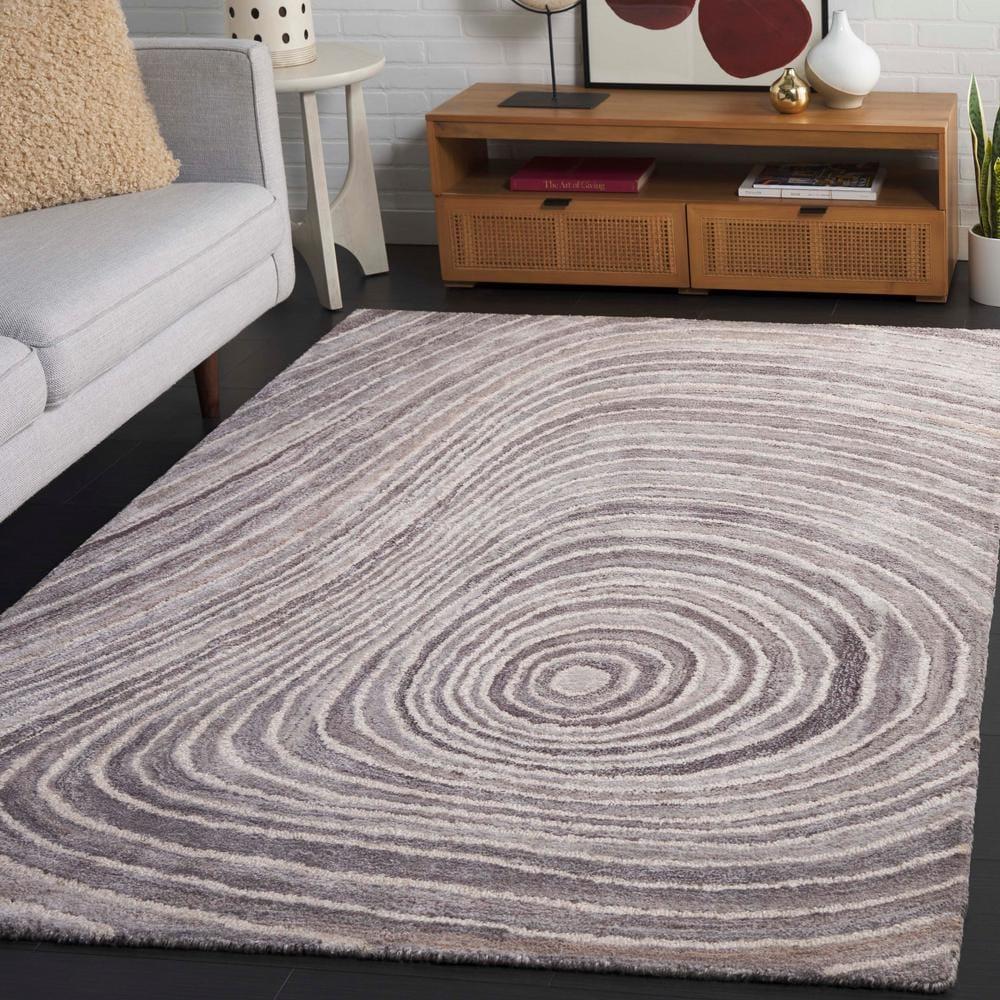 Abstract ABT153 Handmade Tufted Area Rug - Grey/Ivory - 8' X 10' - Safavieh