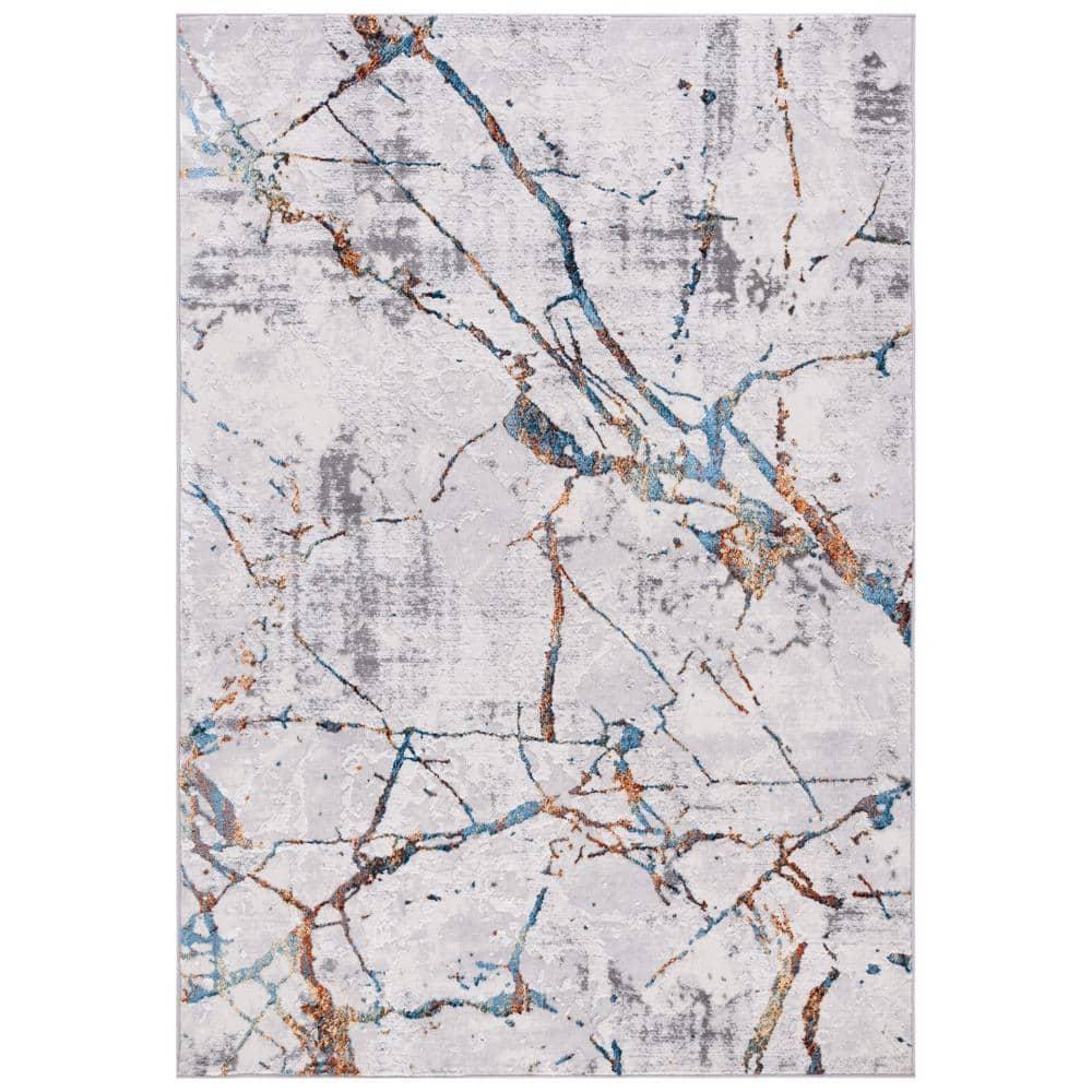 Amelia ALA293 Power Loomed Indoor Area Rug - Grey/Blue Gold - 4'5"x6'5" - Safavieh