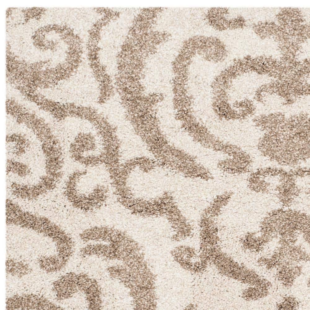 Florida Shag SG462 Power Loomed Area Rug - Cream/Beige - 4'x4' - Safavieh.