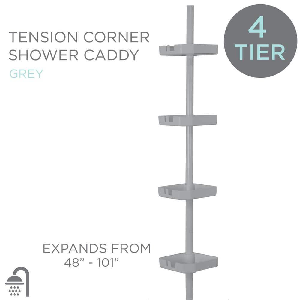 Bath Bliss 4 Tier Corner Shower Organizer Caddy in Grey