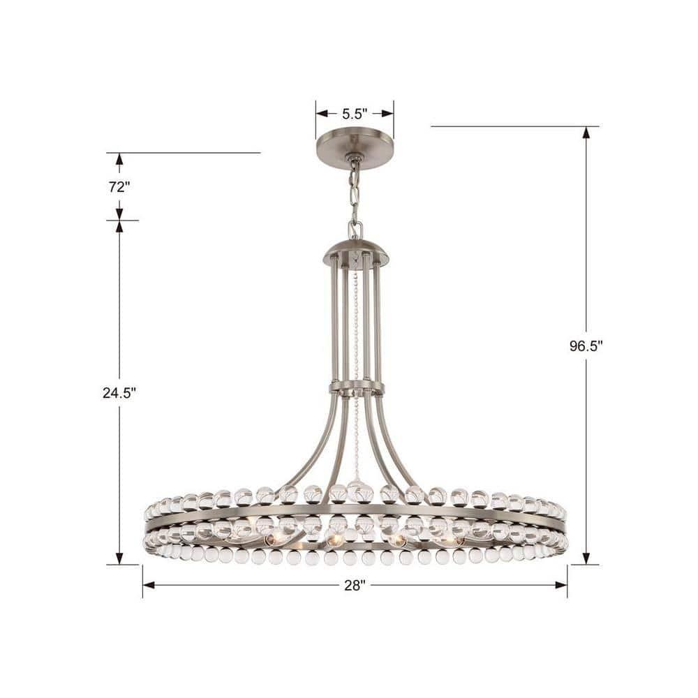 Brushed Nickel and Glass 12-Light Chandelier