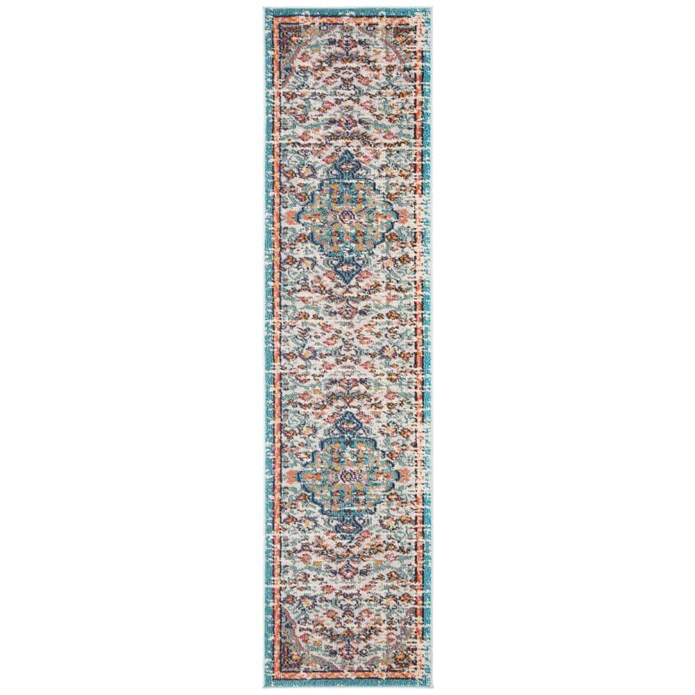 Madison MAD447 Power Loomed Indoor Runner Rug - Grey/Light Blue - 2'2"x6' - Safavieh