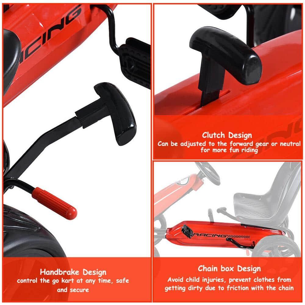 Costway Xmas Gift Go Kart Kids Ride On Car Pedal Powered Car 4 Wheel Racer Toy Stealth Outdoor Red