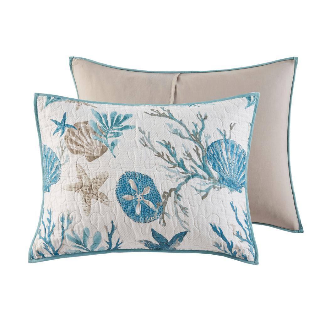 Pebble Beach Cotton Sateen 210 TC Reversible 6 Piece Quilt Set with Throw Pillows