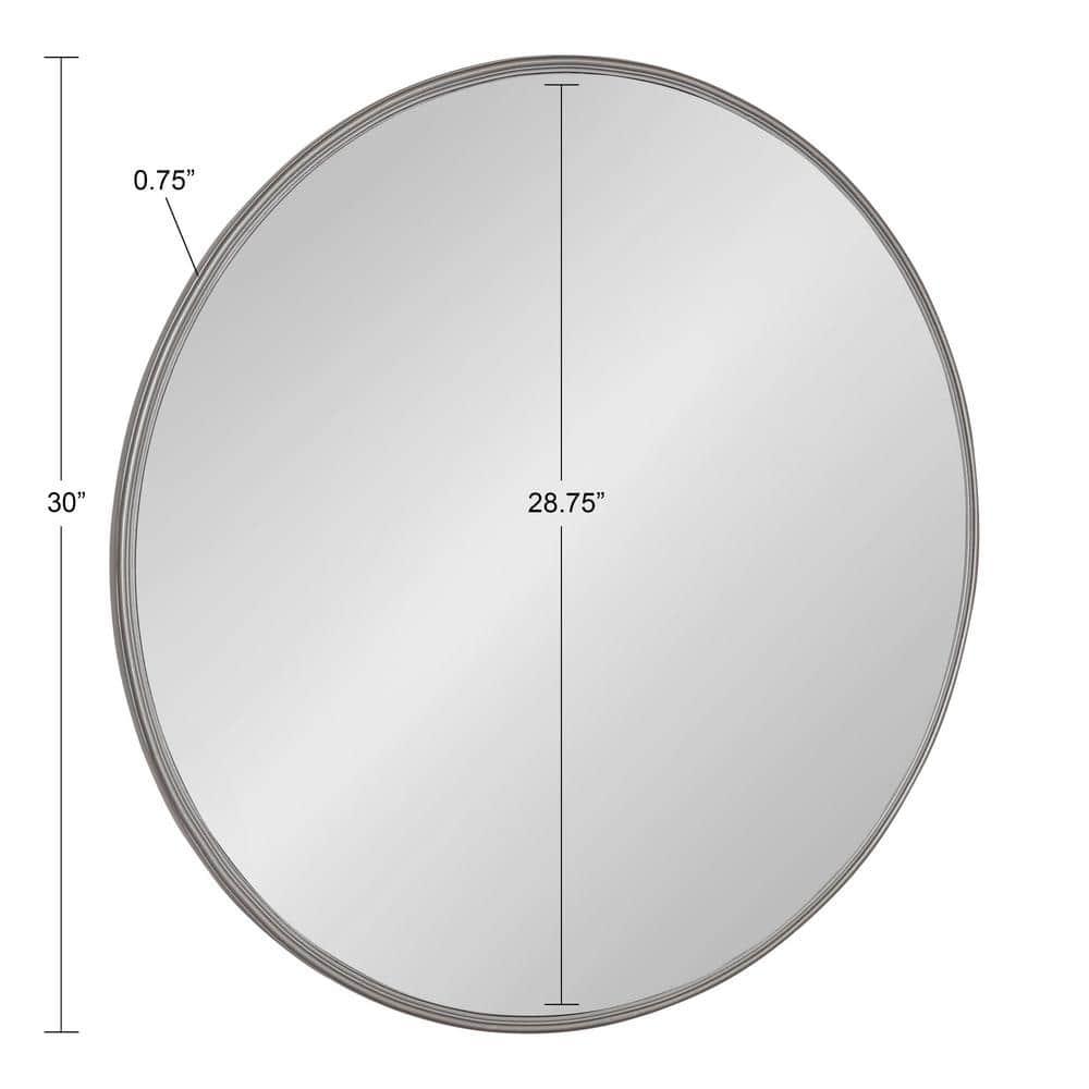30" Caskill Round Wall Mirror Gray - Kate & Laurel: Chic Oversized Decor, No Assembly Required