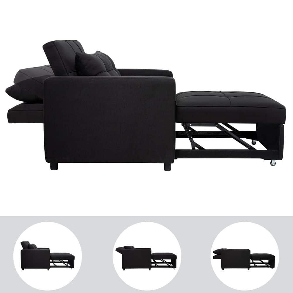 Anna 3 in 1 Convertible Chair Bed Sleeper, Pull Out Sofa Bed, Pull Out Couch, Sleeper Chair with with Pillow, Pull Out Bed with Adjustable Backrest Living Room - Black