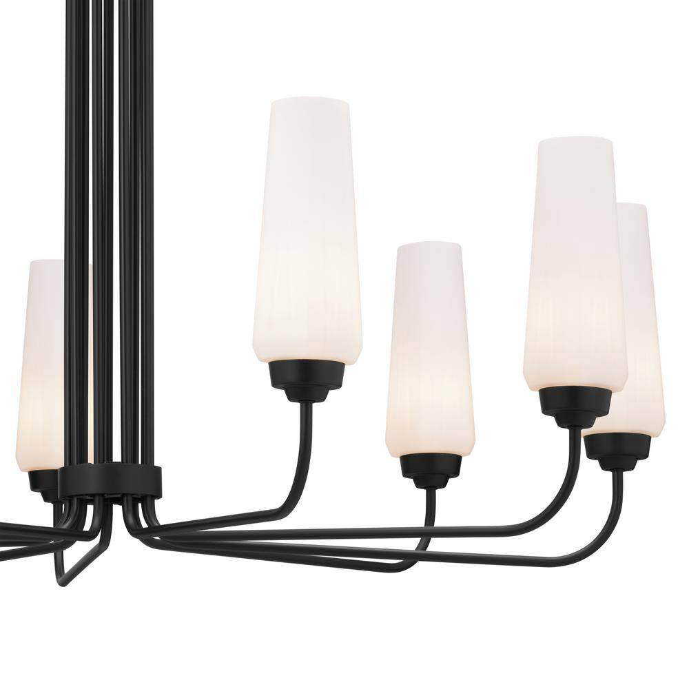52481BK-Kichler Lighting-Truby - 9 Light Large Chandelier In Art Deco Style-26 Inches Tall-Black Finish    -Traditional Installation