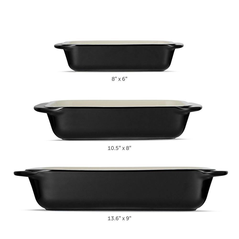 Tramontina Tramontina Mae 3-piece Ceramic Porcelain Baking Pans Set, Non Stick Casserole Dishes For Oven, Rectangular Bakeware For Lasagna, Cakes And Loafs