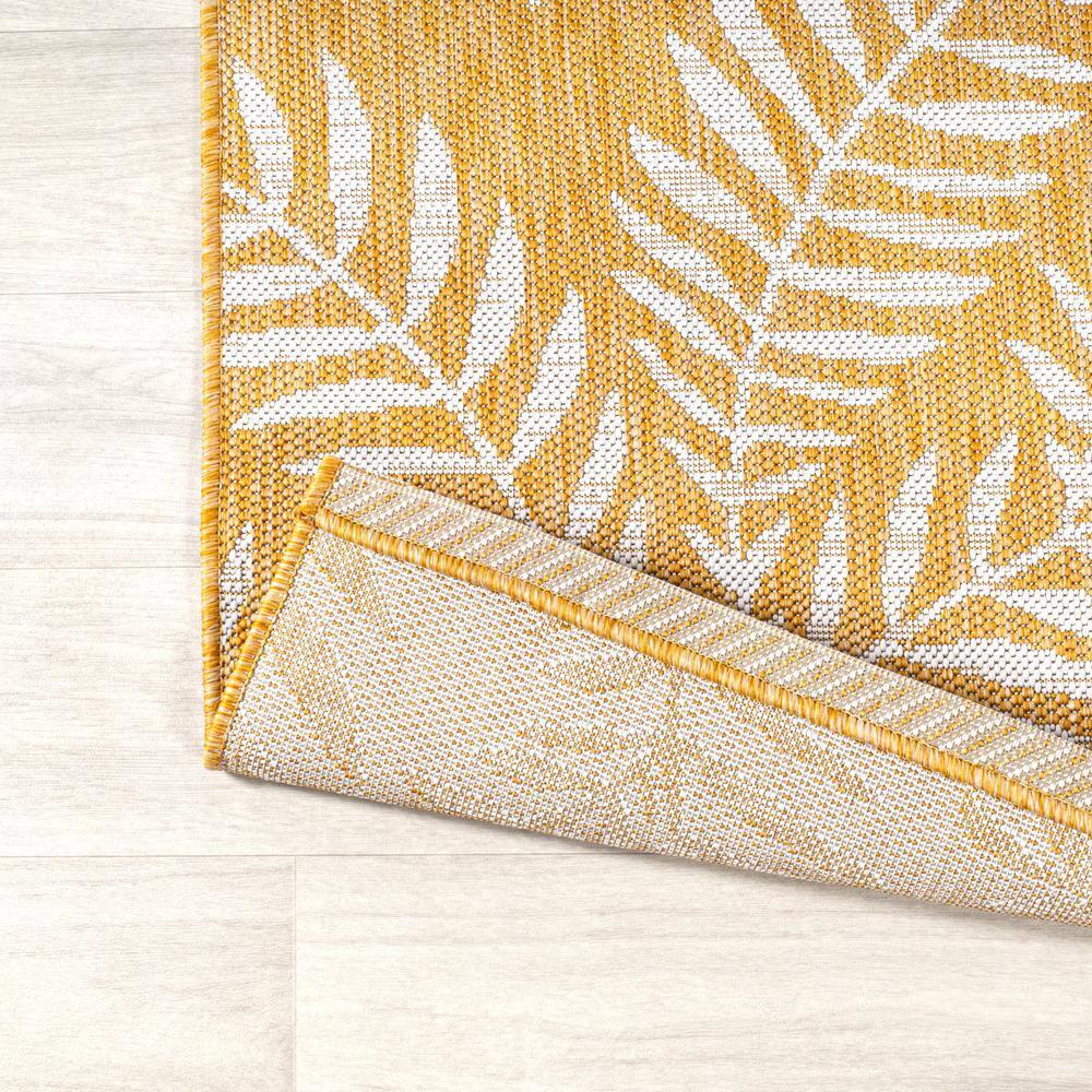 2' x 10' Nevis Palm Frond Indoor/Outdoor Runner Rug, Yellow/Cream - JONATHAN Y