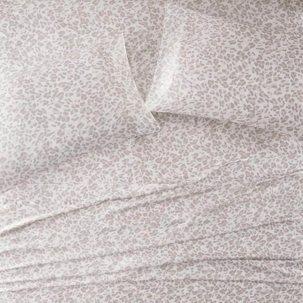 King Satin Luxury 2pc Pillowcase Set Taupe Leopard