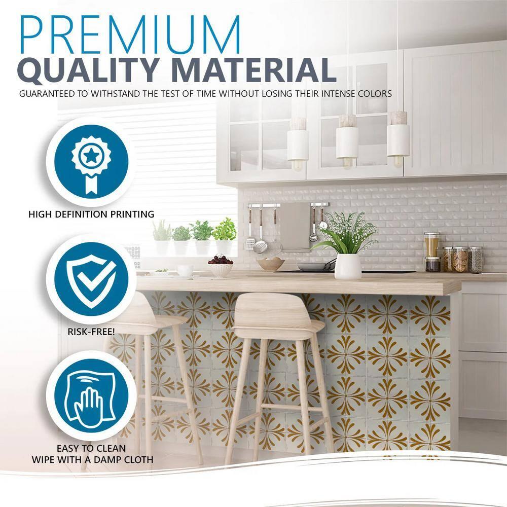 Mi Alma Beige Vintage Flower Peel & Stick Tiles - Vinyl Backsplash 8x8