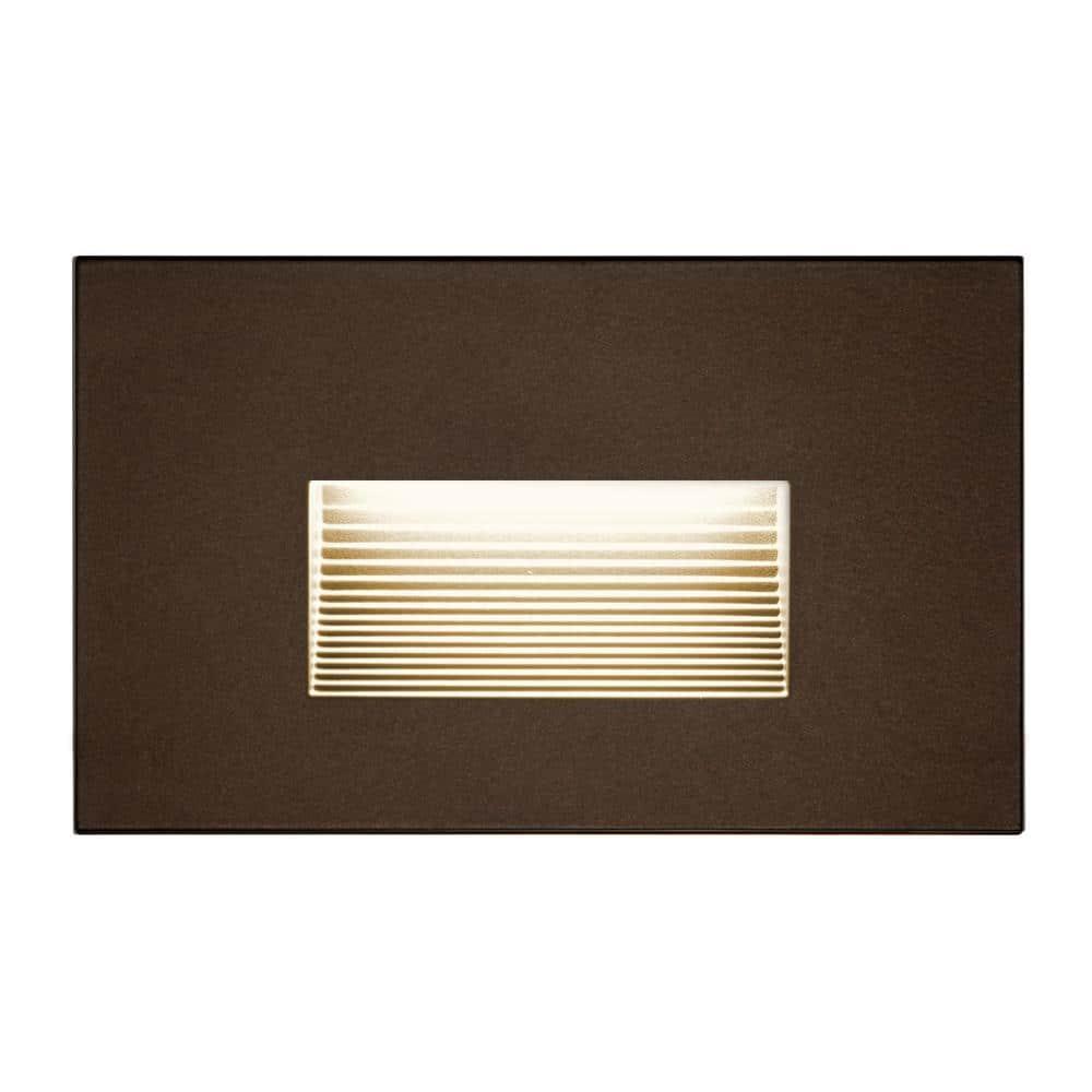 Maxxima Horizontal LED Step Light, Indoor/Outdoor Stair Light, 3 CCT Color Selectable 3000K, 4000K, 5000K, 50 Lumens, Oil Rubbed Bronze, 2-Pack