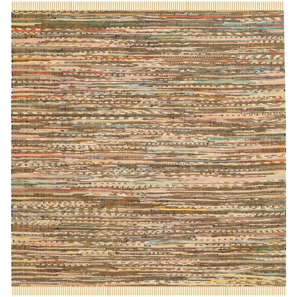 Rag Rug RAR121 Hand Woven Indoor Area Rug - 6'x6' - Yellow/Multi - Safavieh