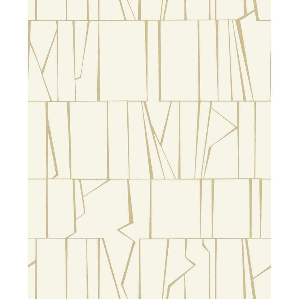 Huntington Gold and White Geometric Stripe Non-Pasted Wallpaper