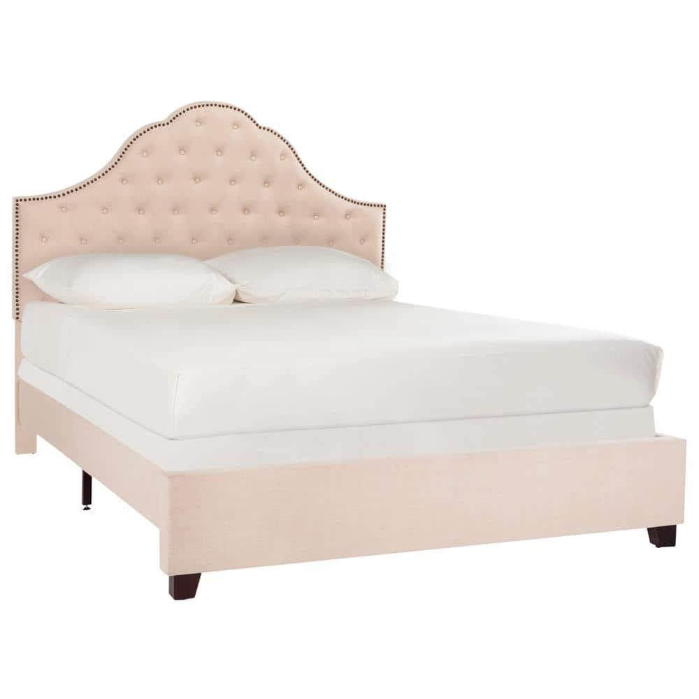SAFAVIEH Beckham Modern Glam Tufted Headboard with Nail Heads, Queen, Beige