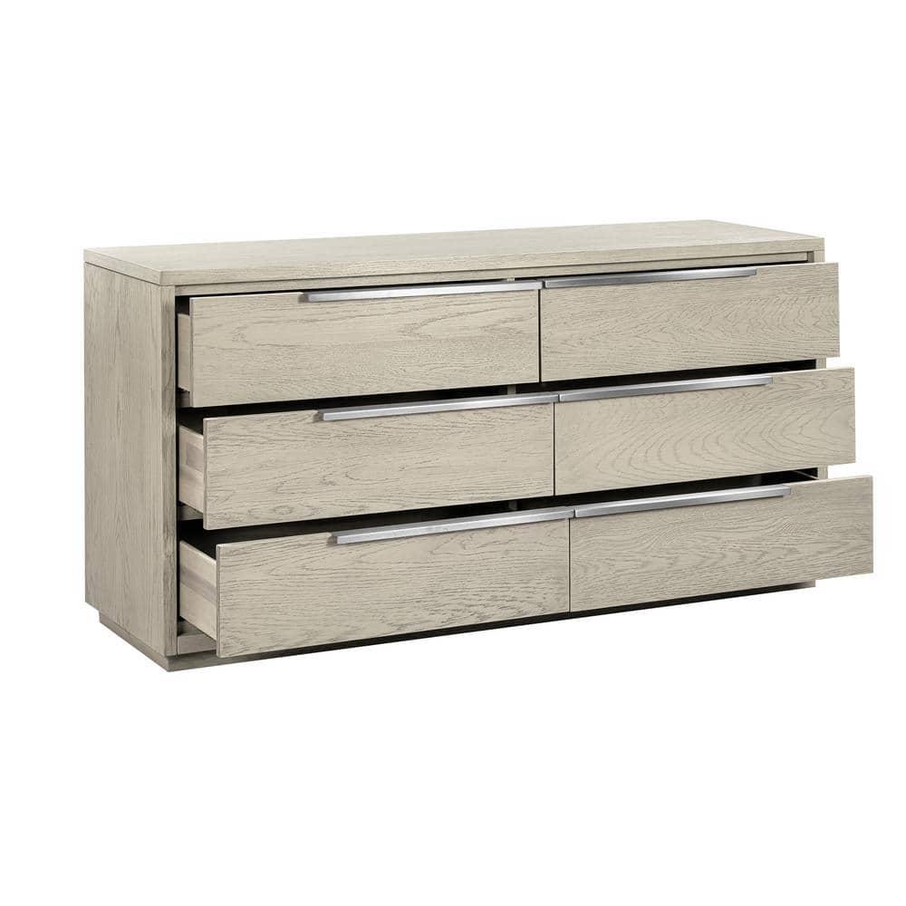 Abbey 6 Drawer Dresser in Gray Oak Wood