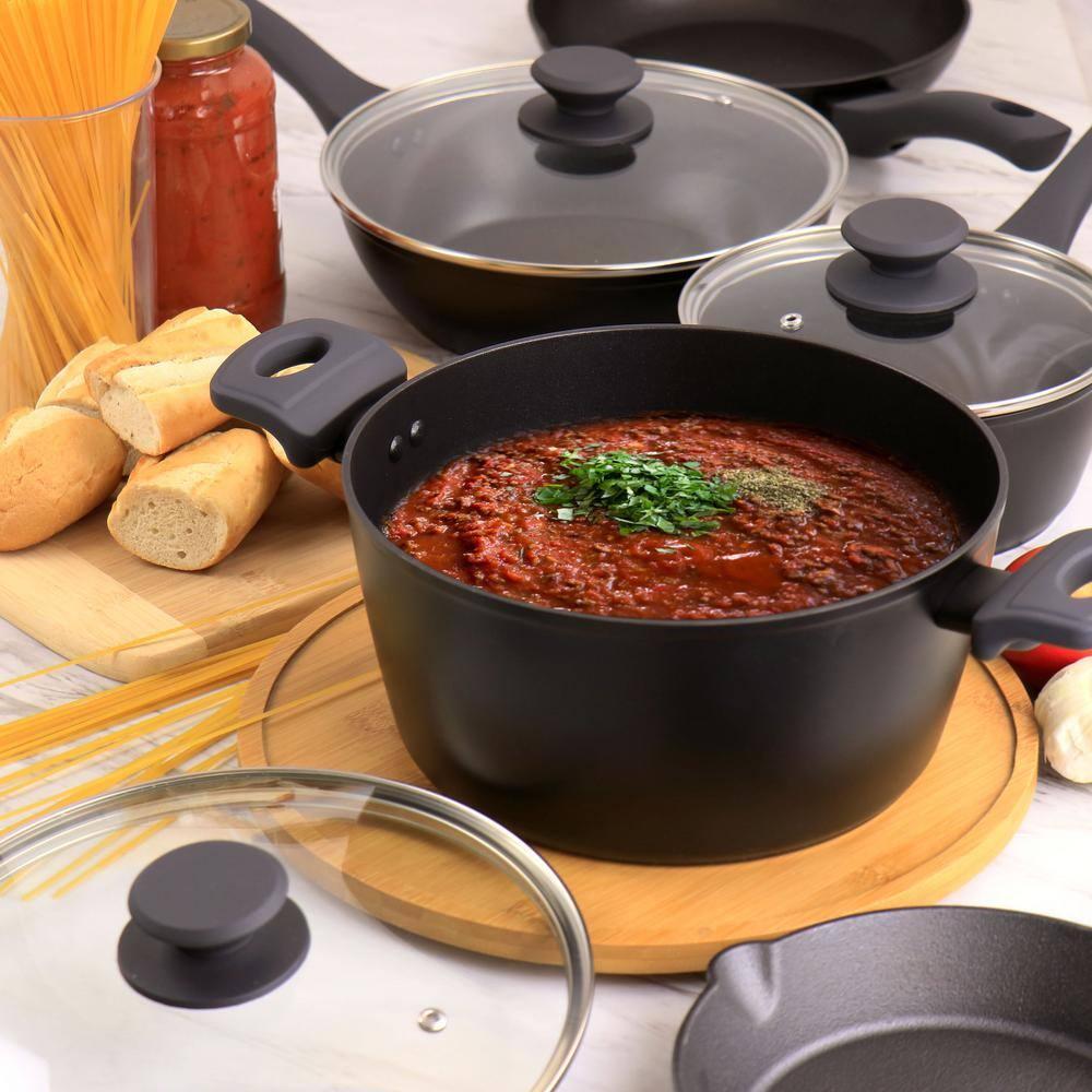 Gibson Elite Soho Lounge 15 Piece Non Stick Cookware Combo Set in Black