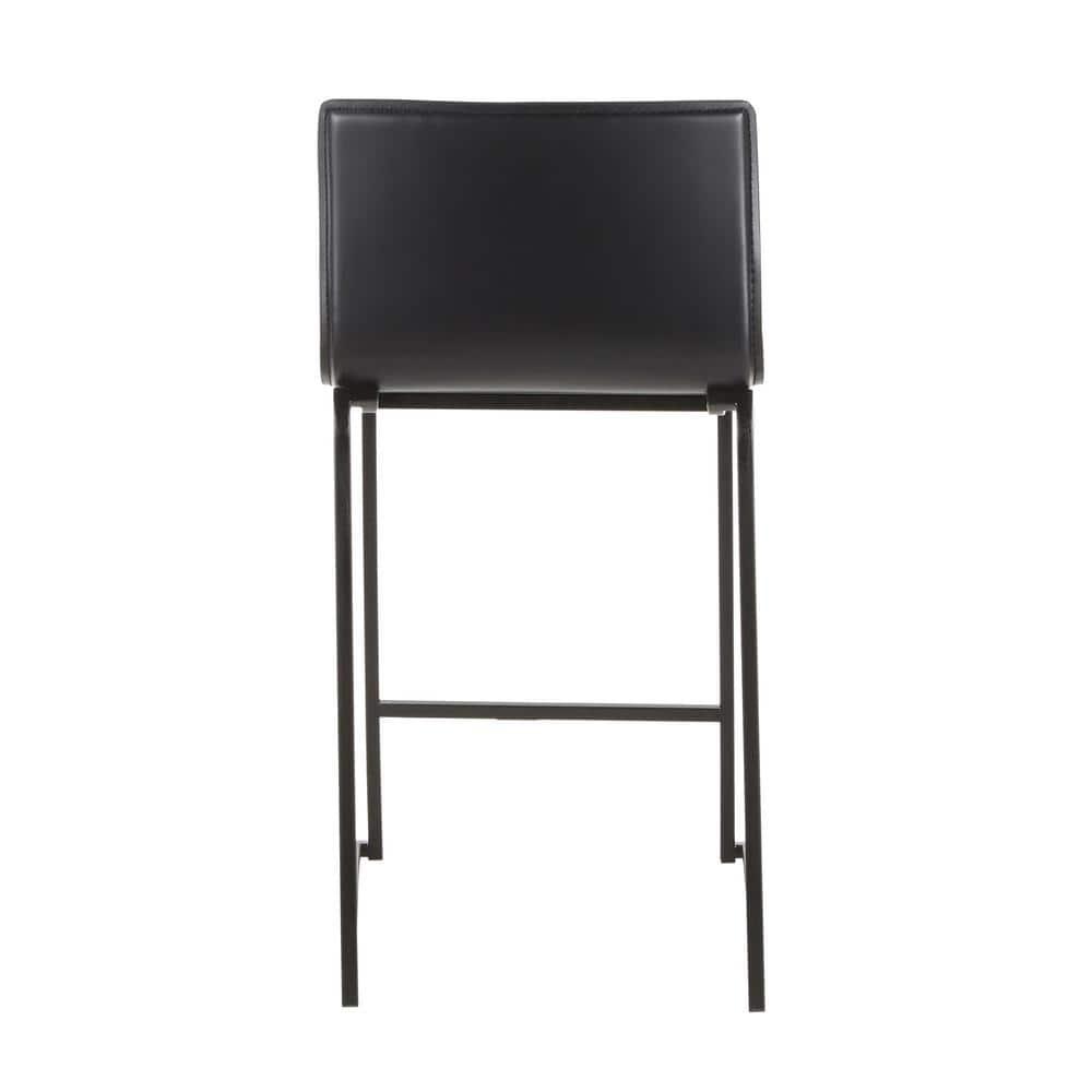 Set of 2 26" Mara Contemporary Counter Height Barstools Black - LumiSource: Faux Leather, Metal Base, Built-in Footrest