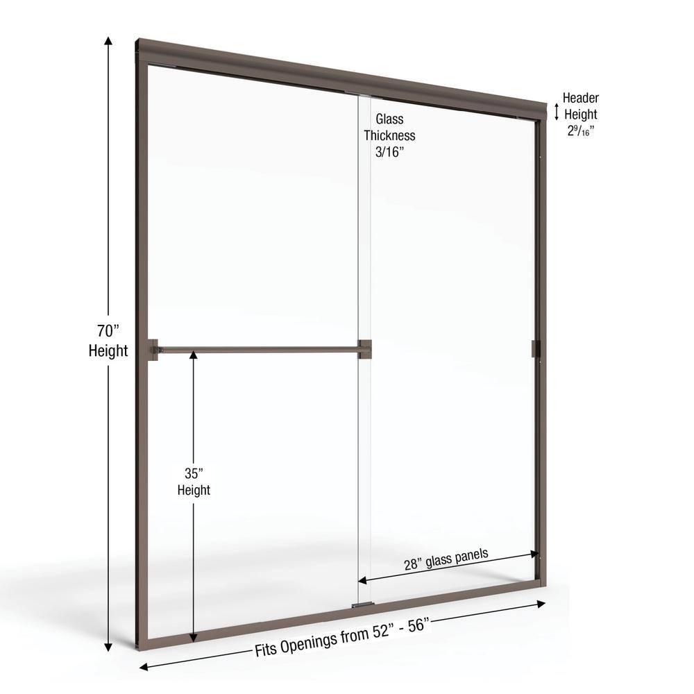 Classic 56" x 70" Frameless Bypass Sliding Shower Door