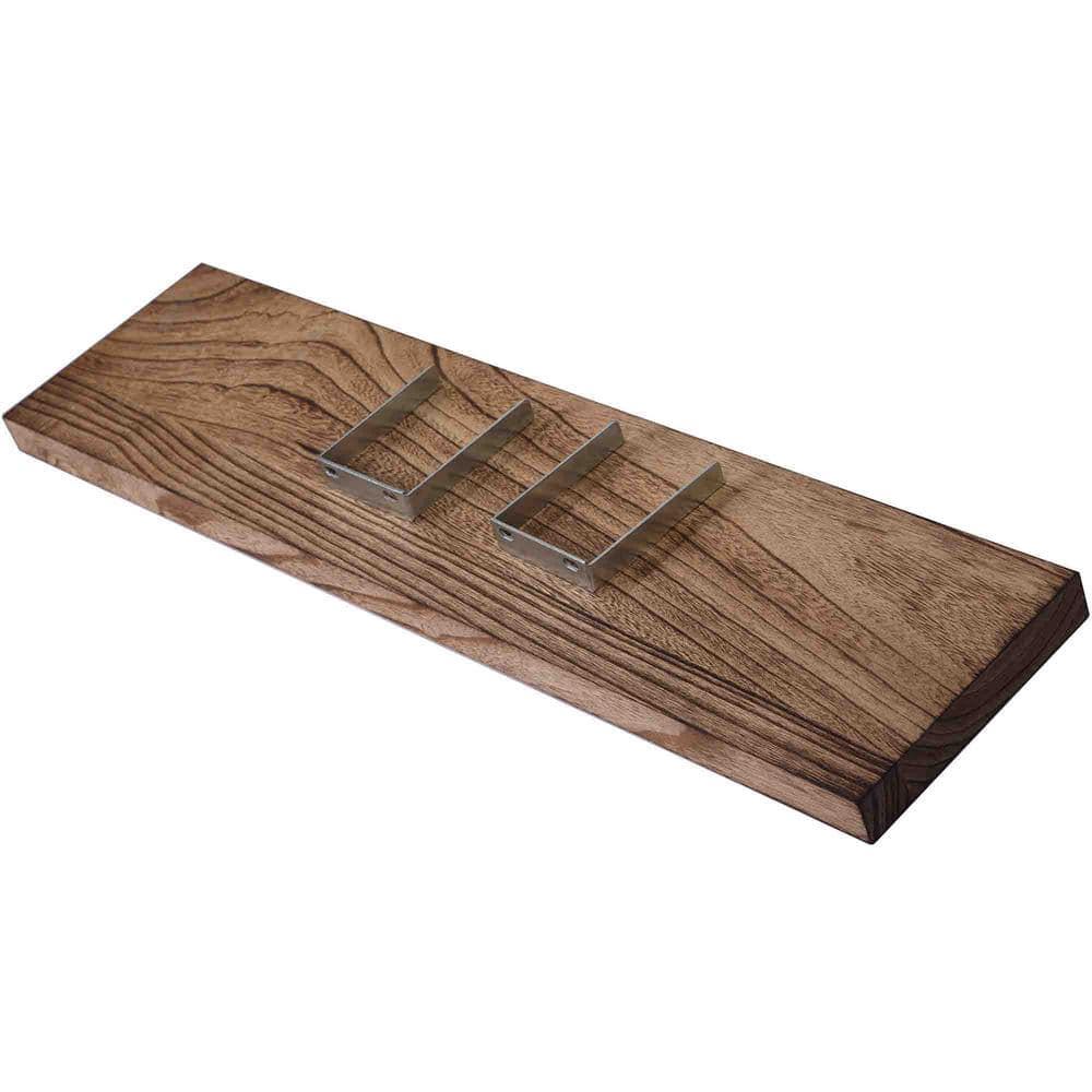 Wood Floating Shelves for Wall Decor, Rustic Wall Shelves for Bedroom Bathroom Kitchen Living Room, Set of 4 Light Walnut 24 Inch