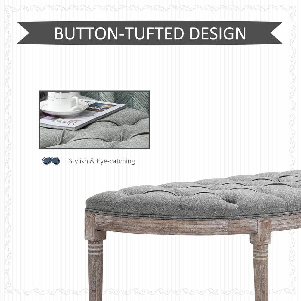 HomCom Upholstered & Tufted Bench, Grey