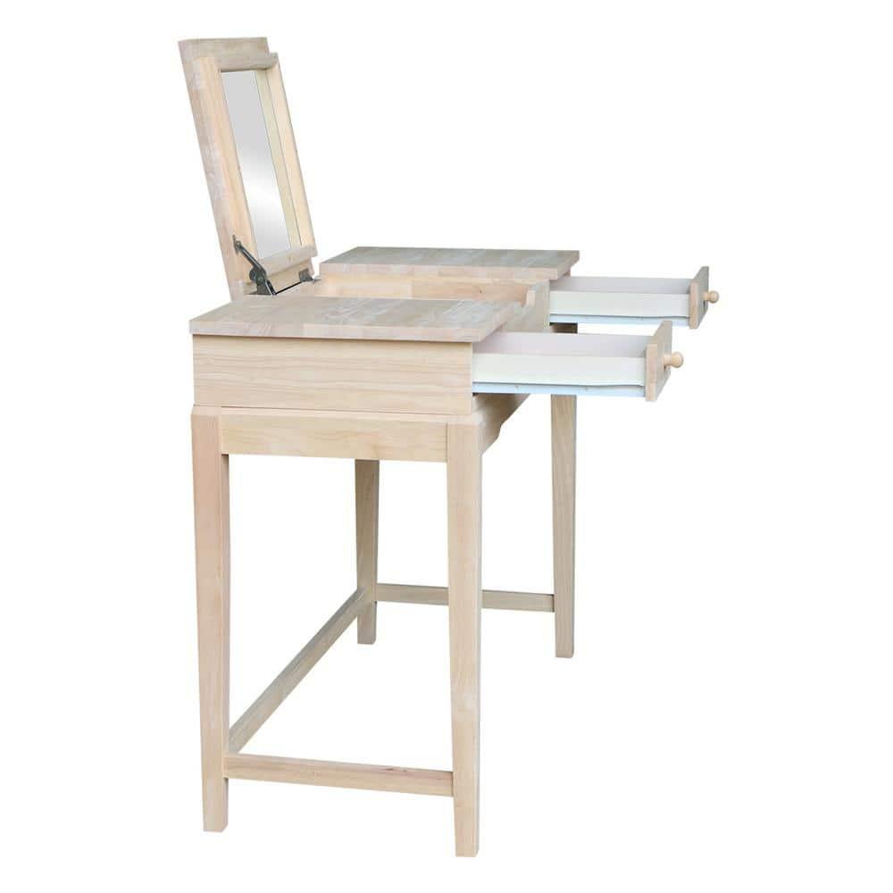Alexandria Vanity Table with Vanity Bench Unfinished - International Concepts