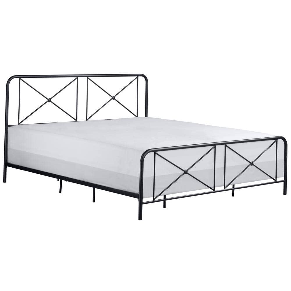 Hillsdale Furniture Williamsburg Geometric Design Metal King Bed, Black Sparkle