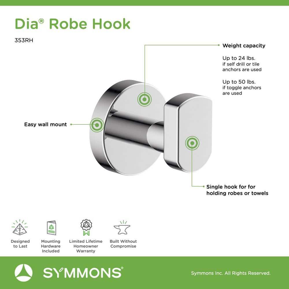 Dia Wall Mounted Robe Hook with Installation Hardware