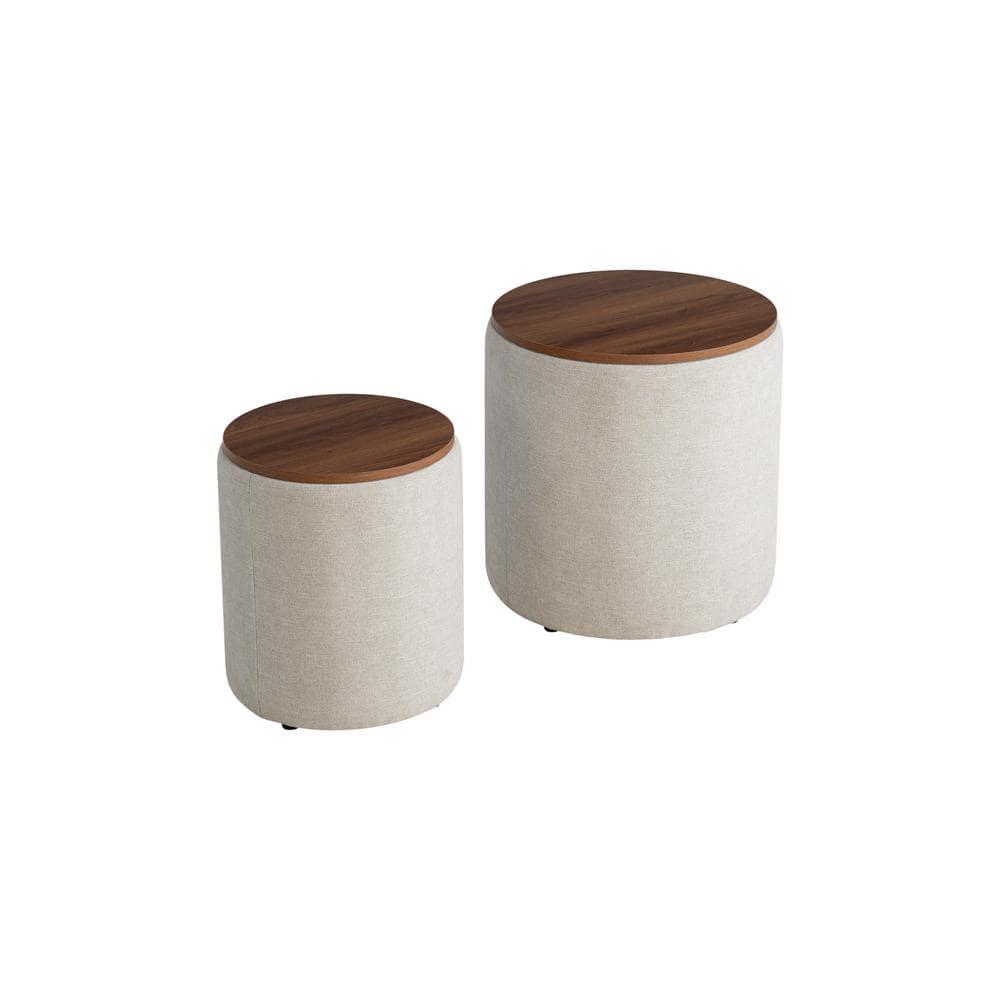 Studio Living Auckland Modern Nesting Storage Ottoman 2-Piece Set, Linen Fabric
