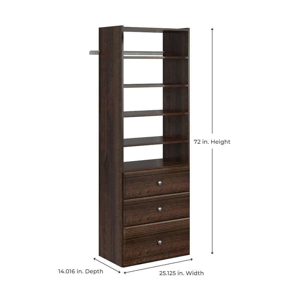 Easy Track Premium Tower Closet Organizer with Shelves and Drawers, Truffle