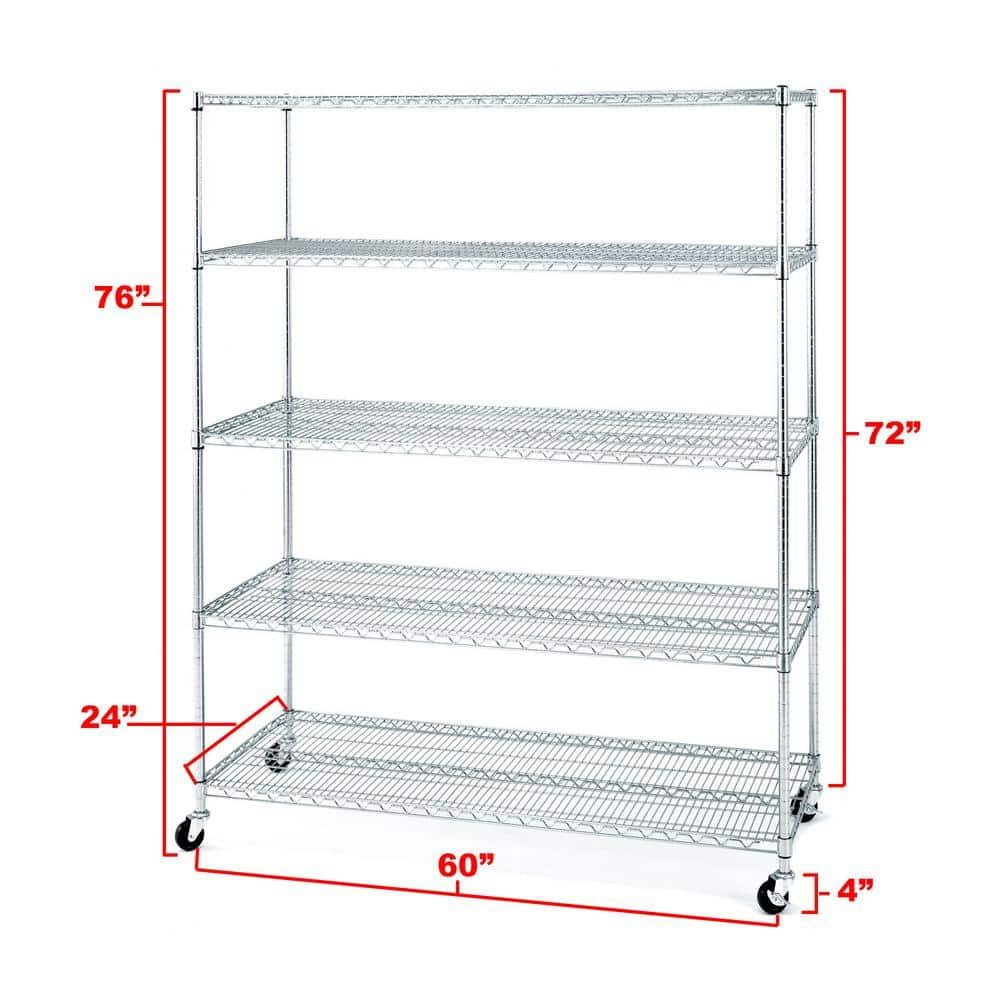 UltraDurable 24" D 5-Tier NSF-Certified Steel Shelving with Wheels