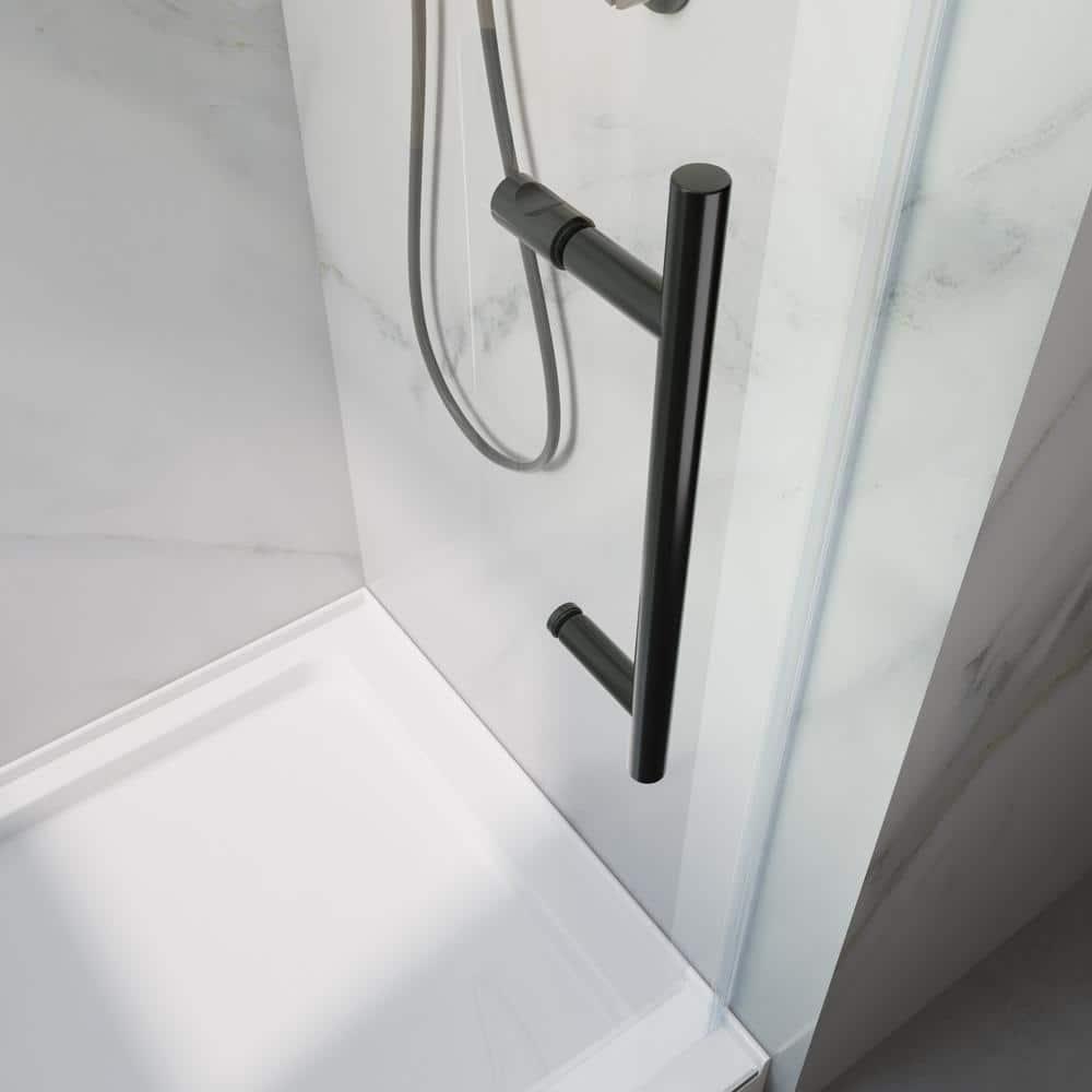 OPVANDE MT 8-2001-6076BLK 56-60 In. W X 76 In. H Single Sliding Frameless Shower Door With 5/16 In. (8 Mm) Tempered Glass