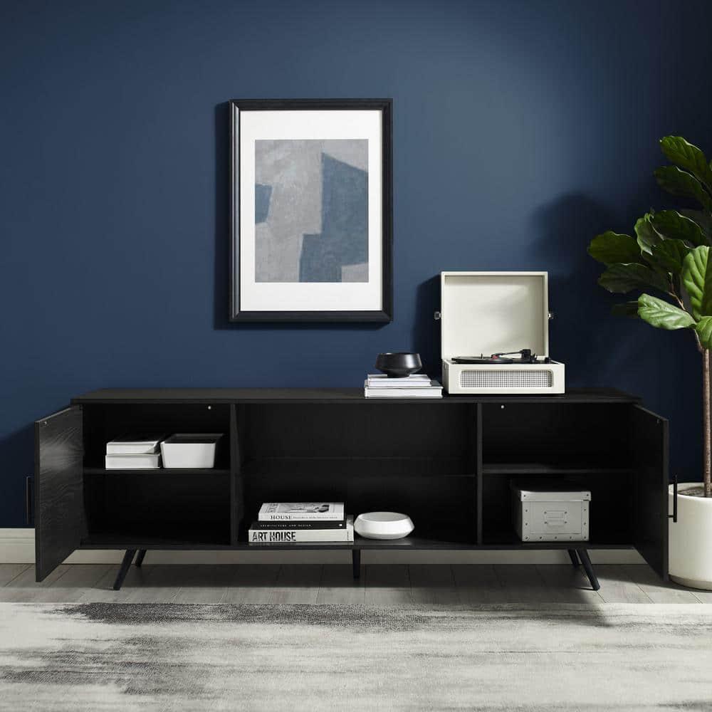 Desert Fields Thea Soporte de TV de Dos Puertas de Mediados de Siglo para Televisores de hasta 80", Grafito