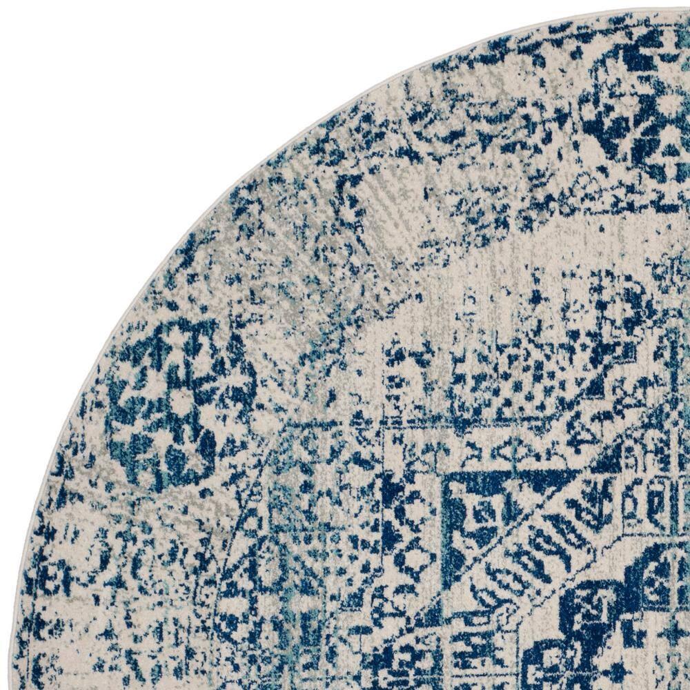 Evoke EVK260 Power Loomed Accent Rug - Ivory/Blue - 3' Round - Safavieh.