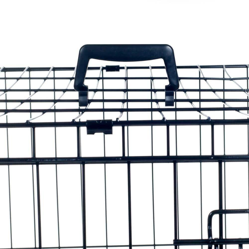 Pet Adobe Large 2-Door Foldable Metal Dog Crate - Pet Cage with Divider Panel - 36" x 23"