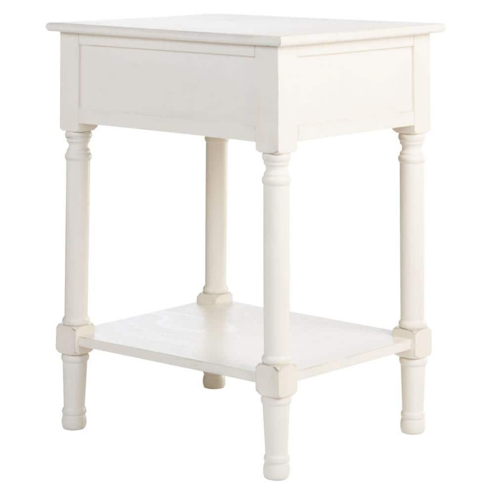 Peyton 1 Drawer Accent Table - Distressed White - Safavieh