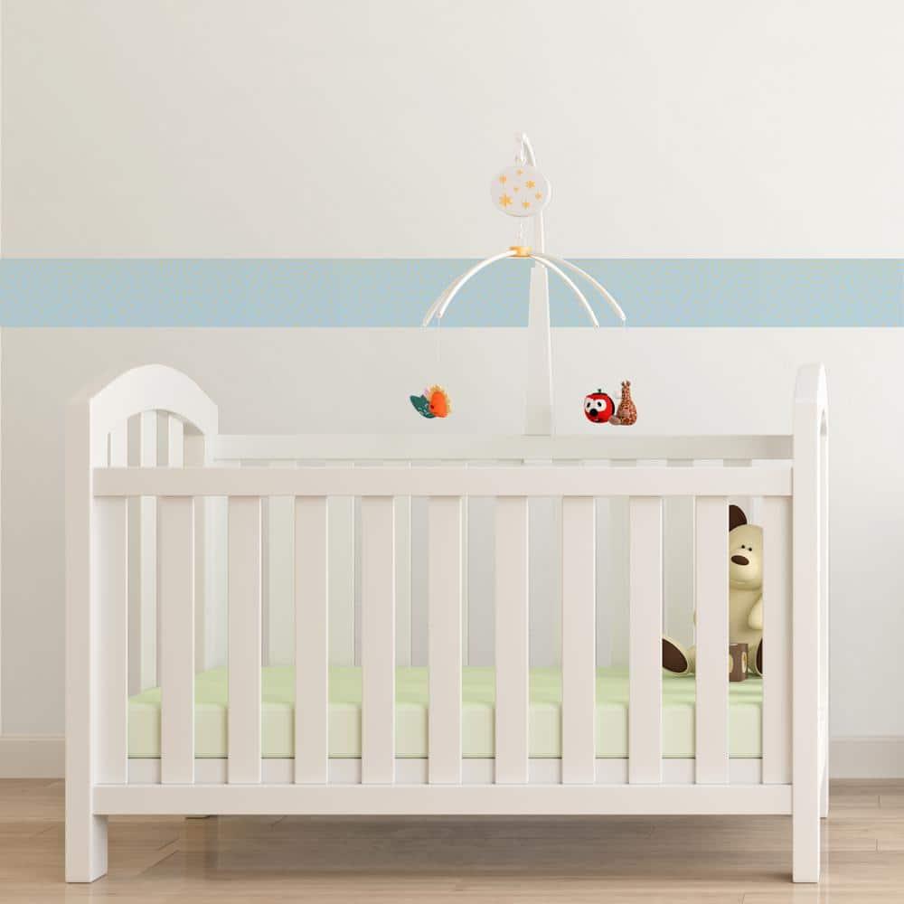 Tempaper Kids' Falling Dots Self-Adhesive Removable Borders Wallpaper Blue/Metallic Gold: Vinyl, Peelable, Washable