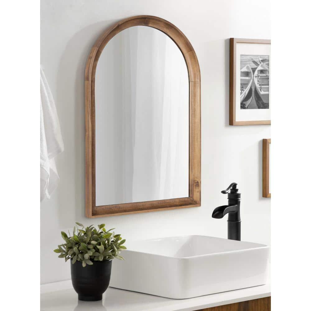 20"x30" Hatherleigh Arch Wood Wall Mirror Rustic Brown - Kate & Laurel All Things Decor