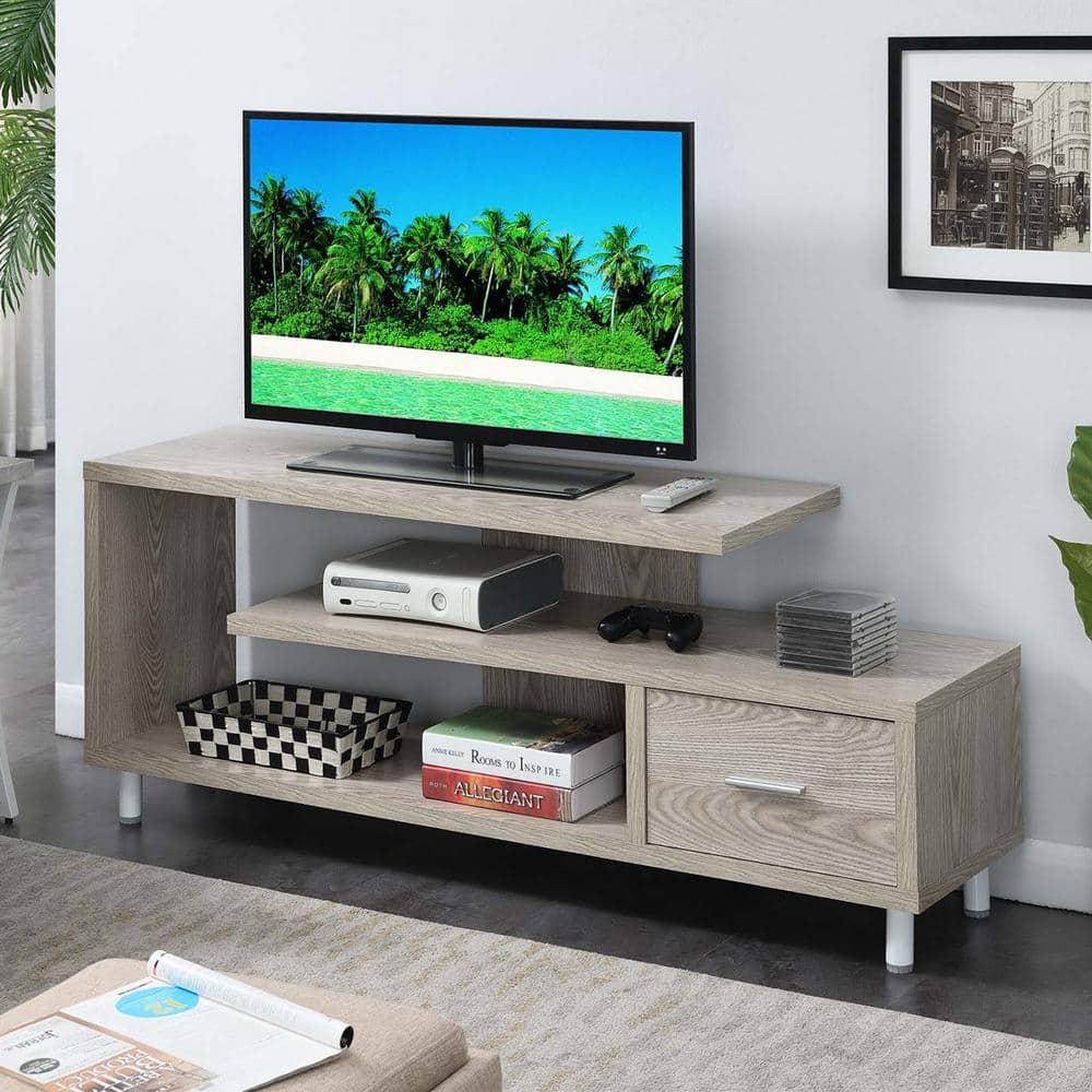 Convenience Concepts Seal II 1 Drawer 65 inch TV Stand with Shelves, Ice White