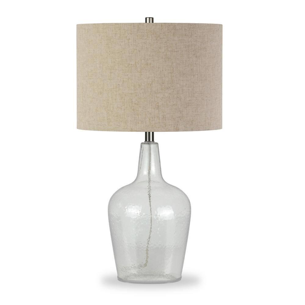 Evelyn&Zoe Modern Metal Table Lamp with Seeded Glass Shade