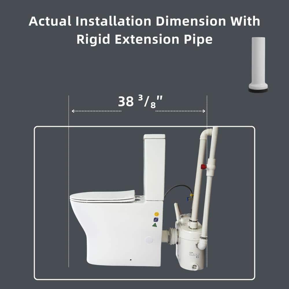 MaceratingFlo ARES 750W Upflush Toilet System, Elongated Bowl & 18" Comfort Height, 4-Inlet Ideal for Basements, Quiet & Efficient Macerator Pump Up to 36 Feet, Easy Installation