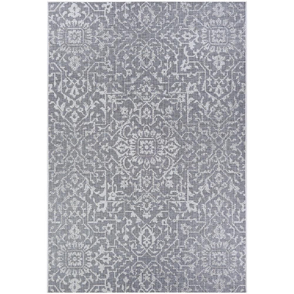 Couristan Monte Carlo Palmette Indoor/Outdoor Area Rug, 5'3" x 7'6", Grey-Ivory