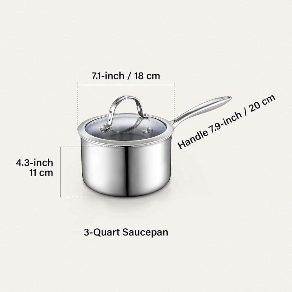 Cooks Standard Cooks Standard Stainless Steel Saucepan With Lid, Multi-ply Clad Sauce Pot 3 Quart, Silver