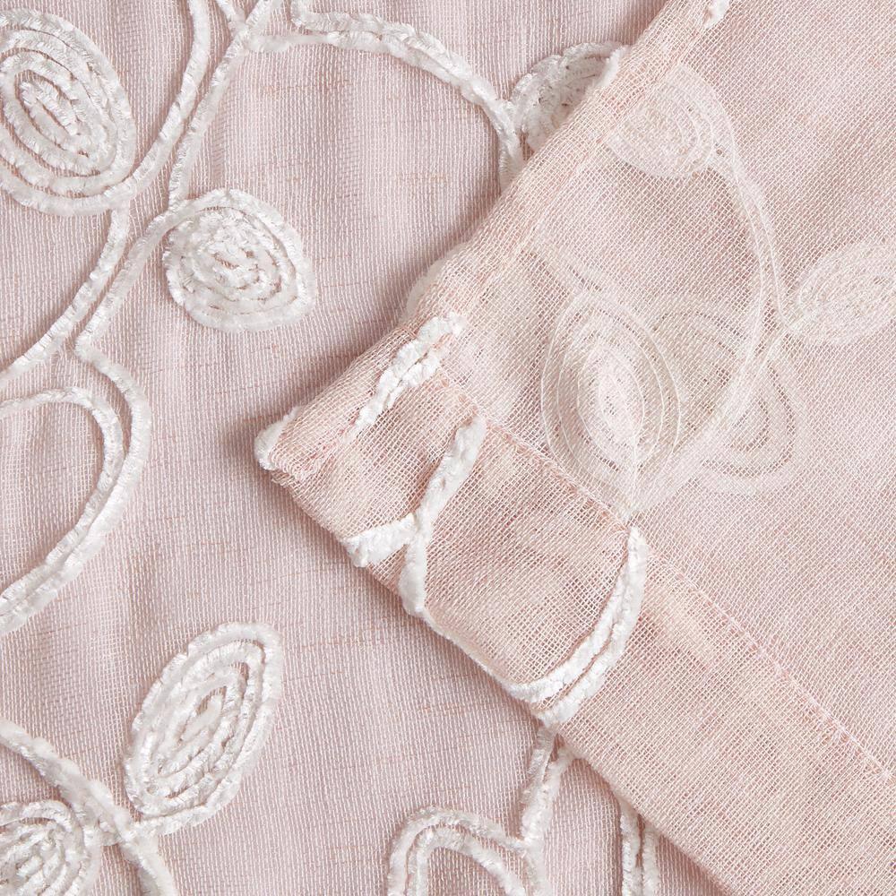 Dainty Home Rita 2-pack Linen Textured Grommet Window Panels With 3d Chenille Floral Embroidery Blush 76" W x 84" L