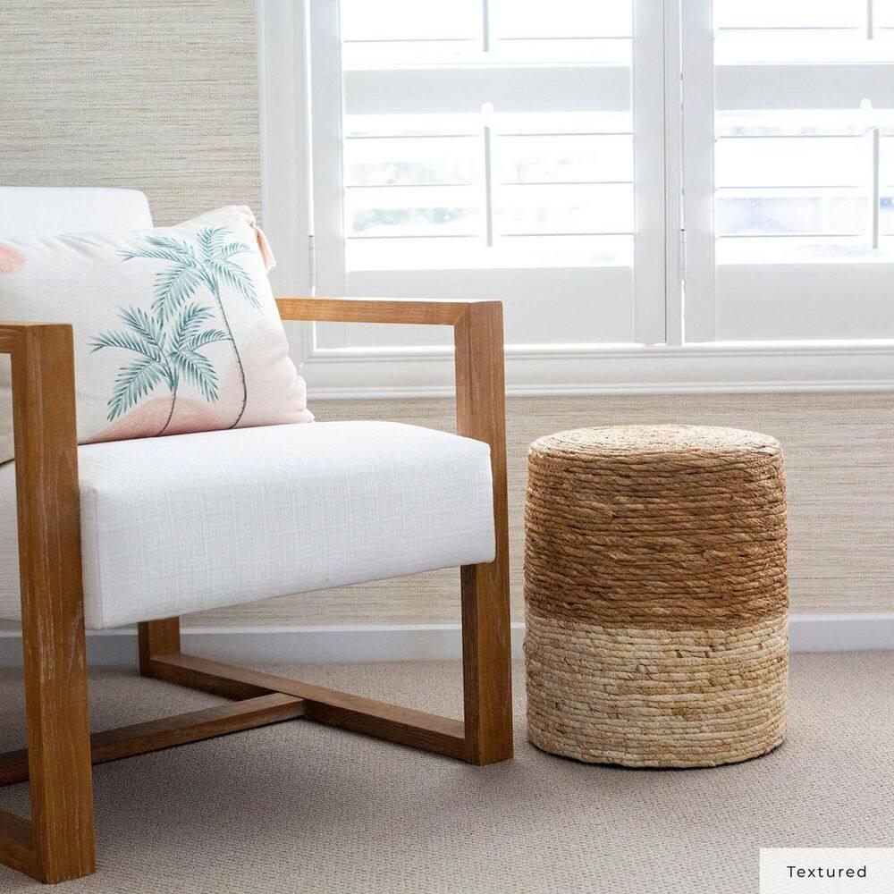 Tempaper & Co.® Faux Horizontal Grasscloth Removable Peel and Stick Wallpaper, Textured Ecru, 28 sq. ft.: Vinyl, Prepasted, Abstract Pattern
