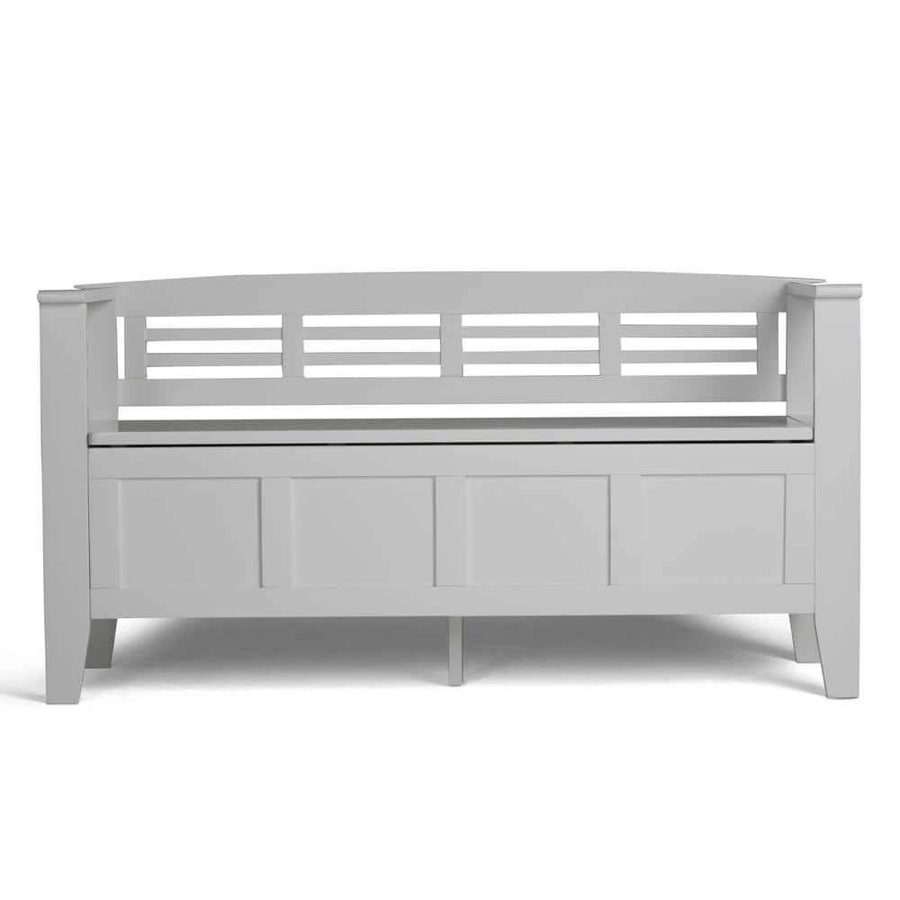 Simpli Home Adams 48"W Solid Wood Contemporary Entryway Storage Bench with Lift-Top Lid and Dual Compartments