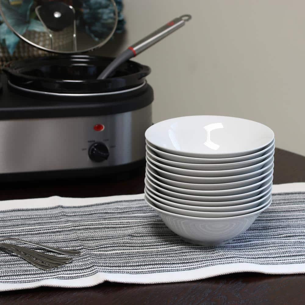 Gibson Home 7 Inch Fine Ceramic Bowls 12 Piece Set in Pearl