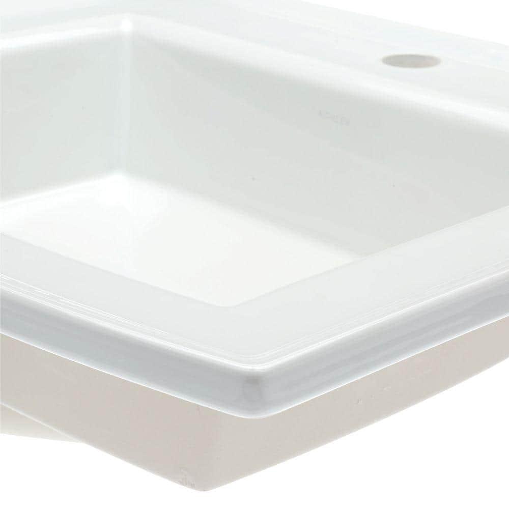 Archer® Vitreous China Rectangular Drop-In Bathroom Sink with Overflow