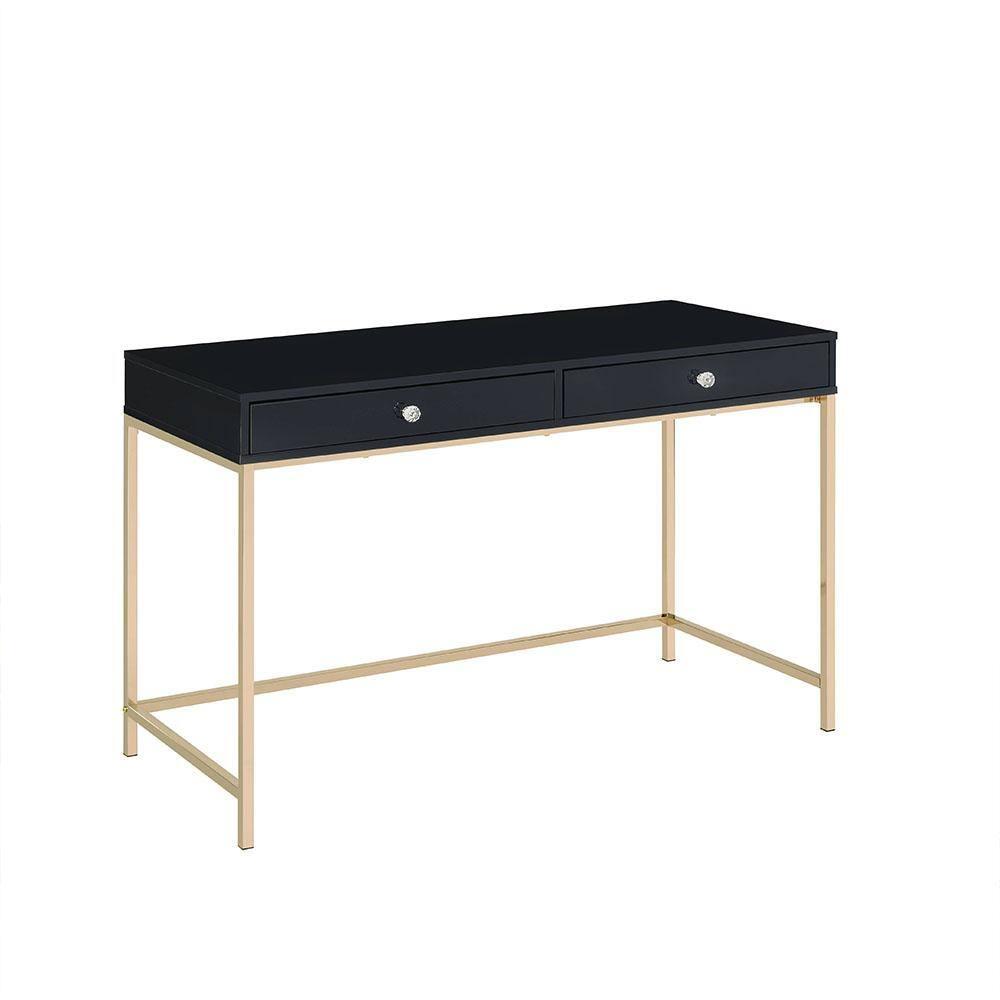 Ottey Writing Desk In High Gloss & Gold Finish,Computer Desk